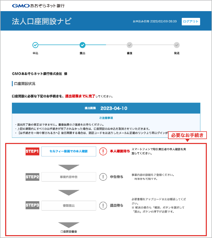 法人口座開設ナビでのお手続きのご案内 | 口座開設 | 法人口座の開設