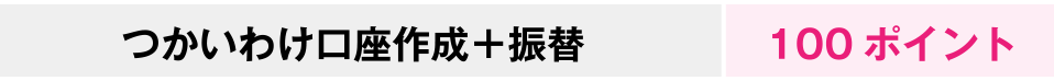 つかいわけ口座作成+振替　100ポイント