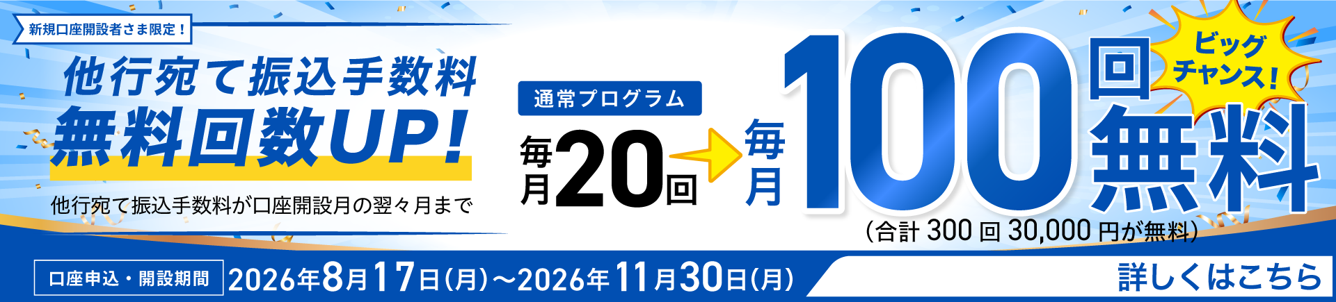 業界最安値水準※の振込手数料　当社宛て振込手数料：無料　他行宛て振込手数料： 100円　口座維持手数料：無料