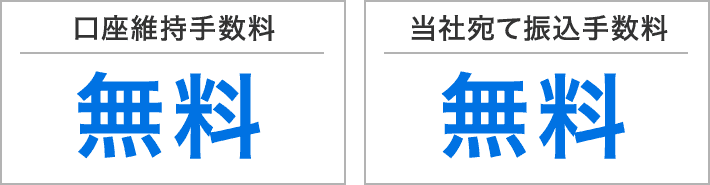 口座維持手数料：無料　当社宛て振込手数料：無料　他行宛て振込手数料：業界最安値水準※1 130円⇒121円 振込件数が増えても安心 振込料金とくとく会員 月額利用料500円 初回申込月無料※2