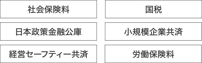 社会保険料　国税　日本政策金融公庫　小規模企業共済　経営セーフティー共済　労働保険料