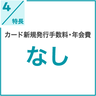 特長4 カード新規発行手数料・年会費 なし